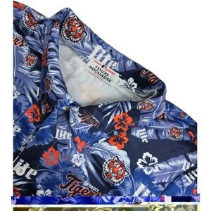 Detroit Tigers MLB Genuine Merchandise Hawaiian Floral Button Up Shirt Sz L
